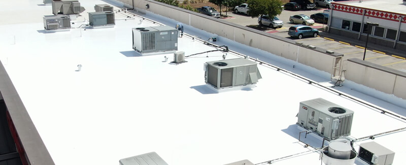 Windows and HVAC systems on the roof