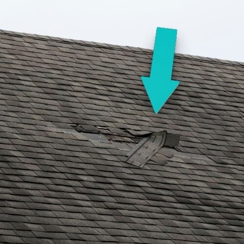 A roof tile damage