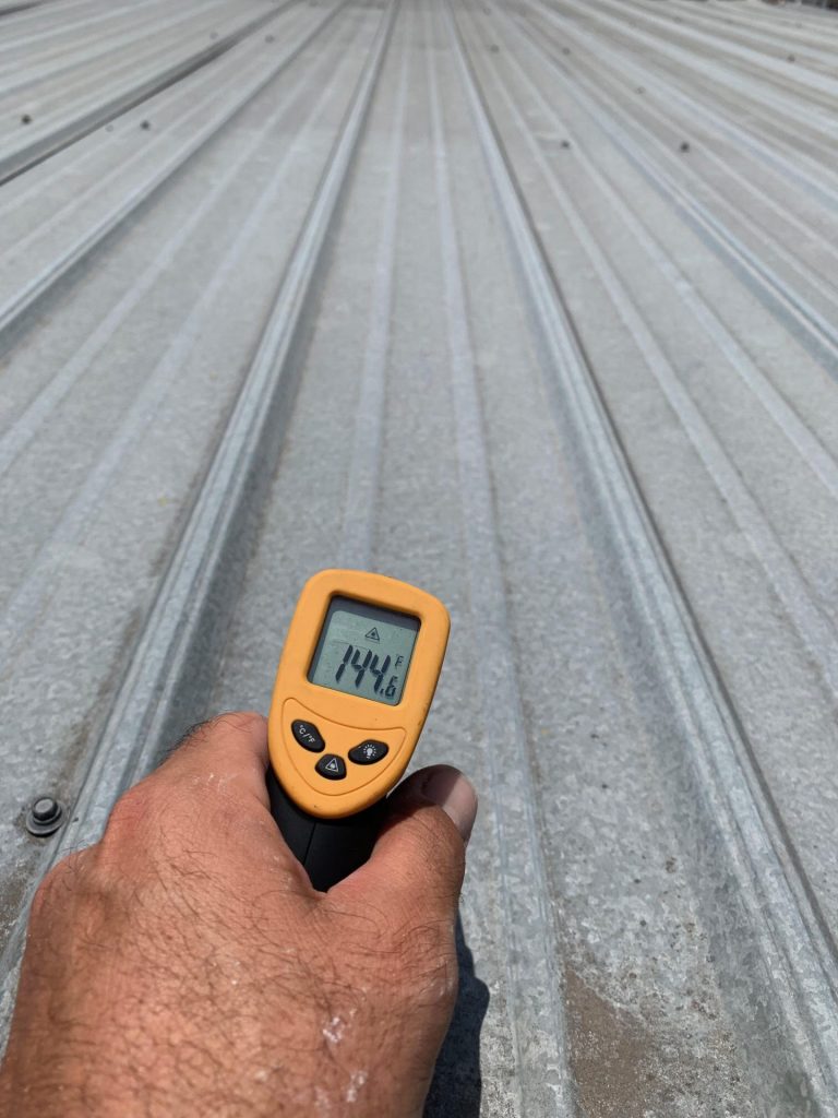 A device checking the roof’s temperature